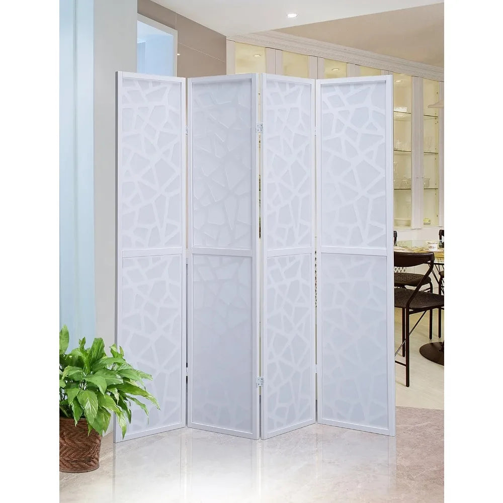 4 Panel Screen Room Divider with Gold Curtain – Stylish Space Separator