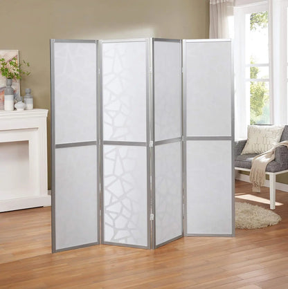 4 Panel Screen Room Divider with Gold Curtain – Stylish Space Separator