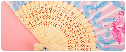 Chinese Japanese Silk Bamboo Folding Fan – Elegant Handheld Art Craft