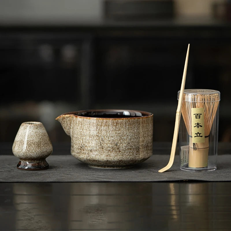 Premium Japanese Matcha Set - Ceramic & Bamboo, 7pcs/4pcs, Easy Clean, Space-Saving Tea Making Tools