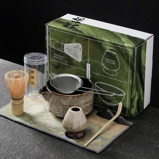 Premium Japanese Matcha Set - Ceramic & Bamboo, 7pcs/4pcs, Easy Clean, Space-Saving Tea Making Tools