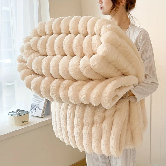 Light Luxury Solid Color Multifunctional Rabbit Velvet Blanket – Winter Thick Warm Flannel