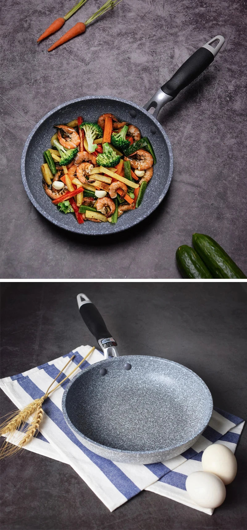 Durable Stone Frying Pan – Non-stick Wok and Skillet for Home Use