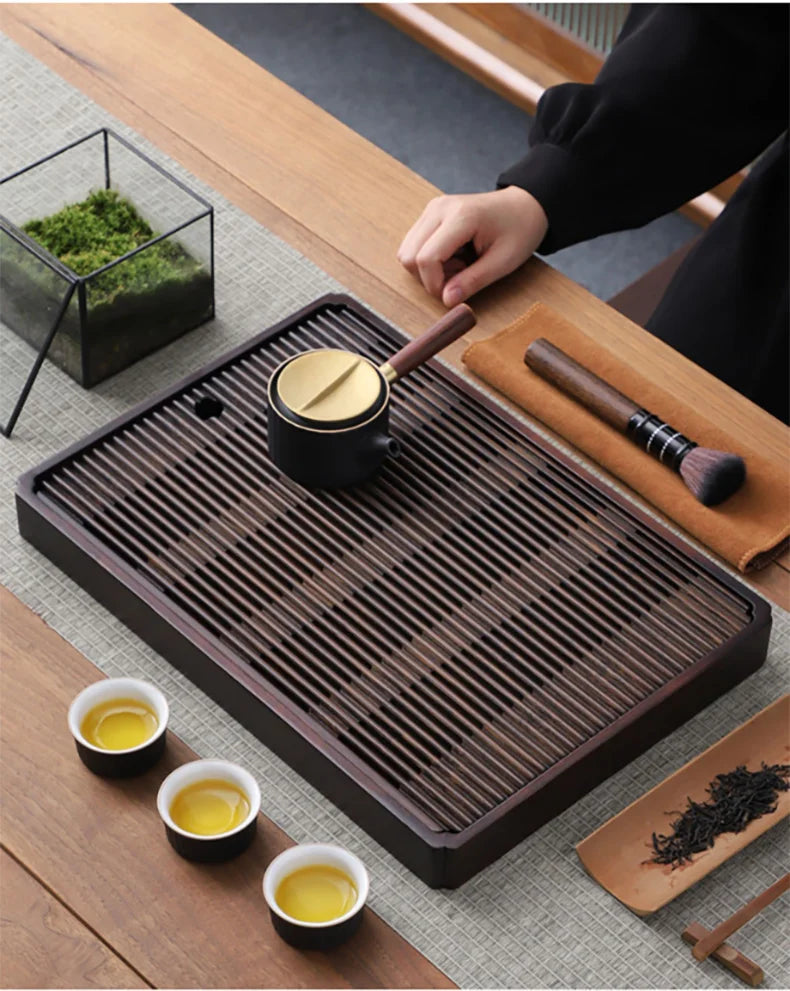 Chinese Natural Bamboo Tea Tray – Elegant Water Storage for Kung Fu Tea Sets