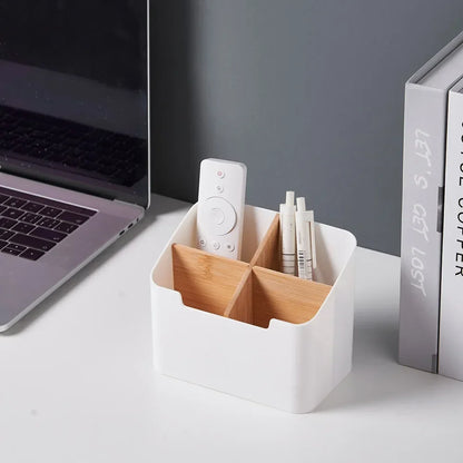 Multifunctional Bamboo & Plastic Desktop Organizer - 1/2PCS, Cosmetic, Stationery, Remote Control Storage