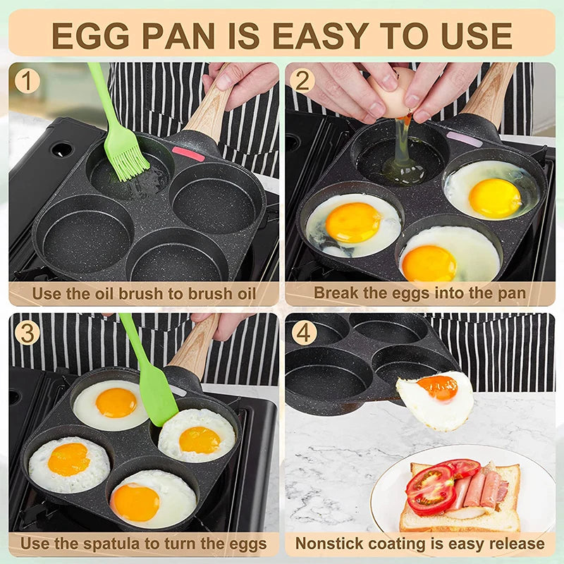 2/4-Hole Non-stick Frying Pan – Perfect for Breakfast and More