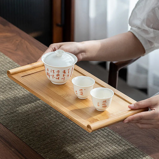 Rectangular Japanese Bamboo Tray – Versatile Home and Restaurant Serving Tray