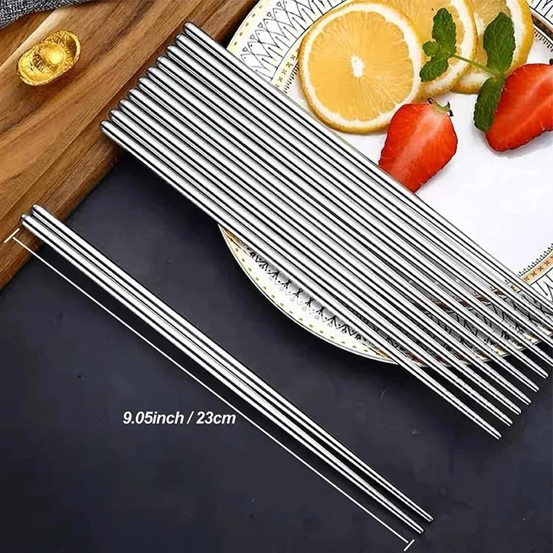 30 Pairs of Chinese Chopsticks – Stainless Steel, Non-slip Sushi Chopsticks