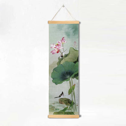 Chinese Style Ink Art Poster – Bird and Flowers Wall Art Canvas Painting