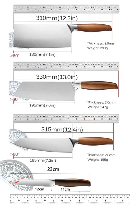 4 PCs Professional Japanese Style Kitchen Knives, Santoku Knife Stainless Steel Slicing Meat Cleaver Chef Cooking Tools