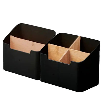 Multifunctional Bamboo & Plastic Desktop Organizer - 1/2PCS, Cosmetic, Stationery, Remote Control Storage