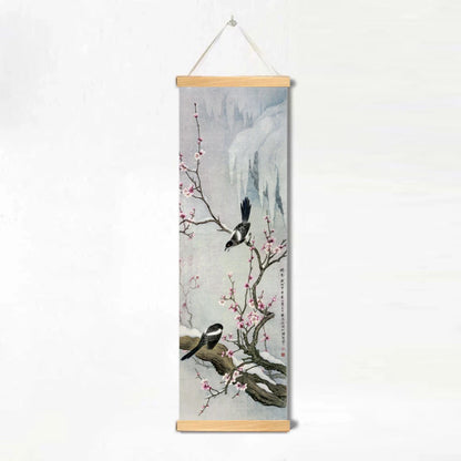 Chinese Style Ink Art Poster – Bird and Flowers Wall Art Canvas Painting