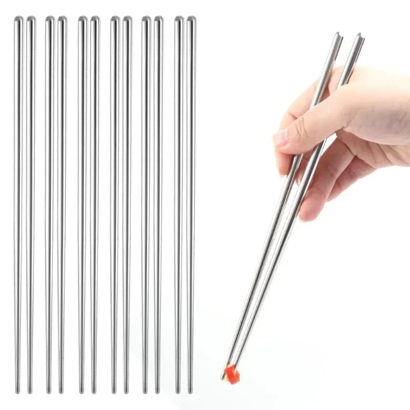 30 Pairs of Chinese Chopsticks – Stainless Steel, Non-slip Sushi Chopsticks