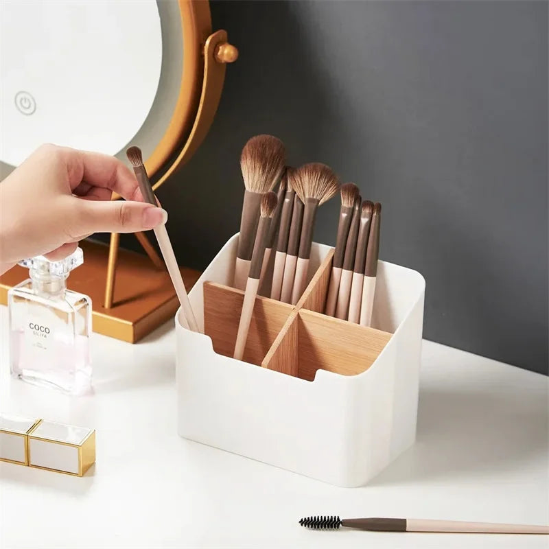 Multifunctional Bamboo & Plastic Desktop Organizer - 1/2PCS, Cosmetic, Stationery, Remote Control Storage